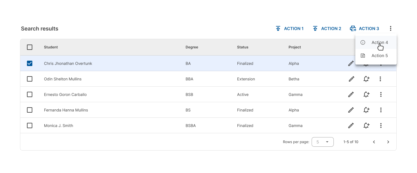 Data Tables anatomy batch actions ellipsis