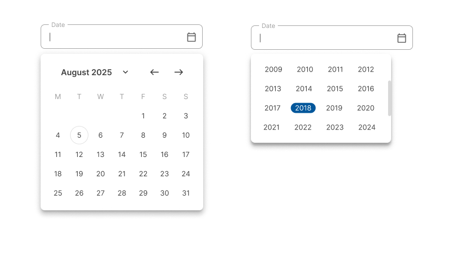 Desktop date picker