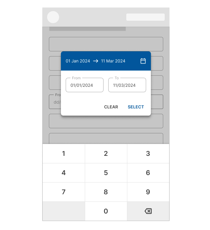 Mobile date range input picker