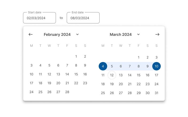 Desktop date range picker