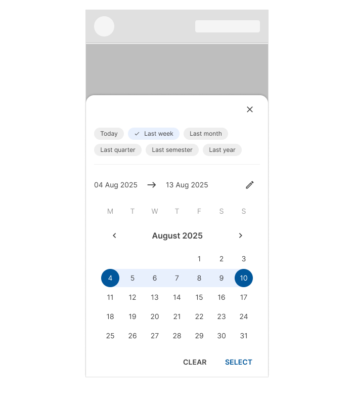 Mobile date range picker