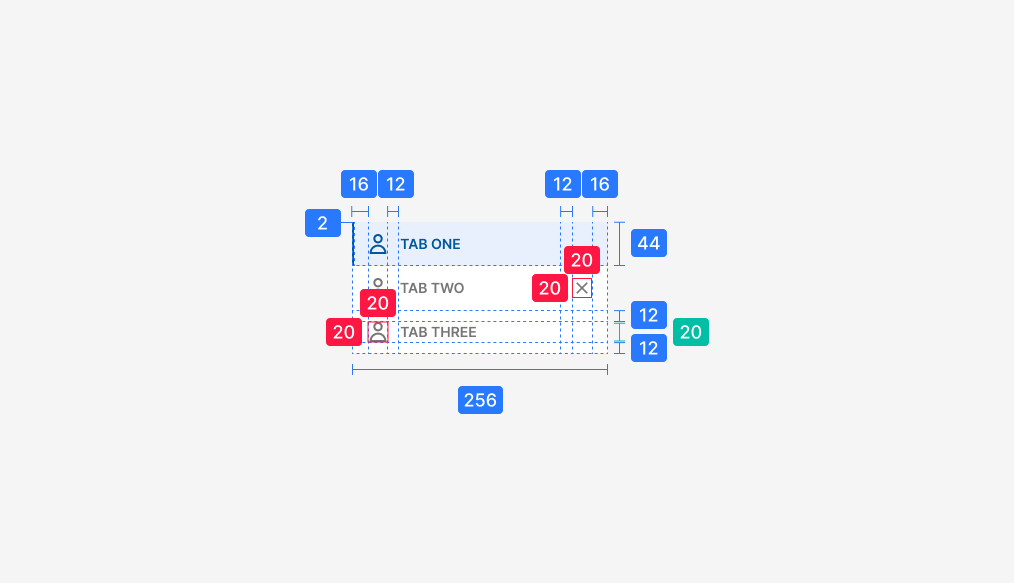 Vertical tabs specs desktop