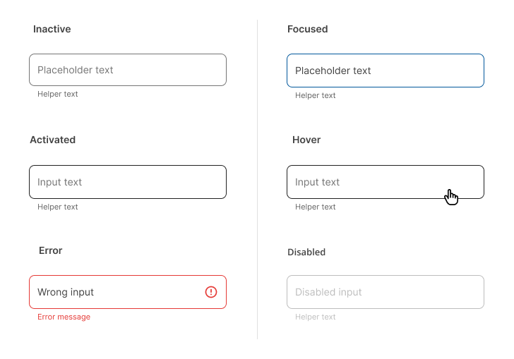 Text field outlined states