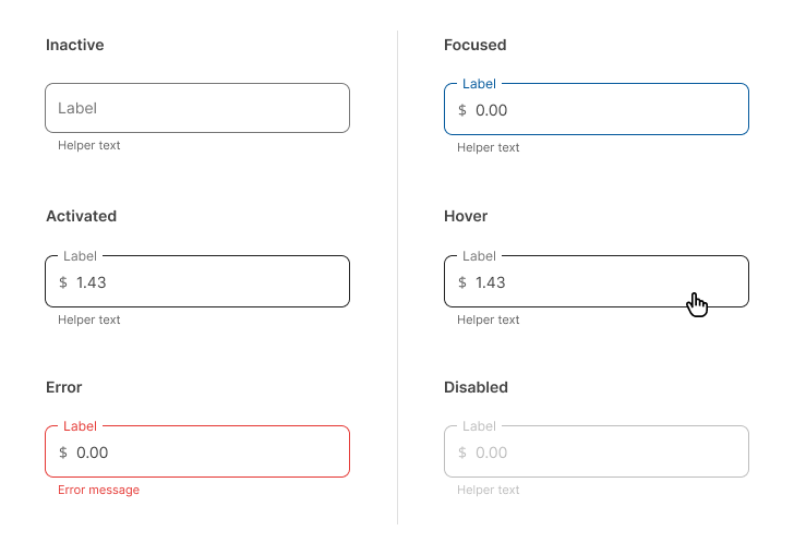 Text field outlined states