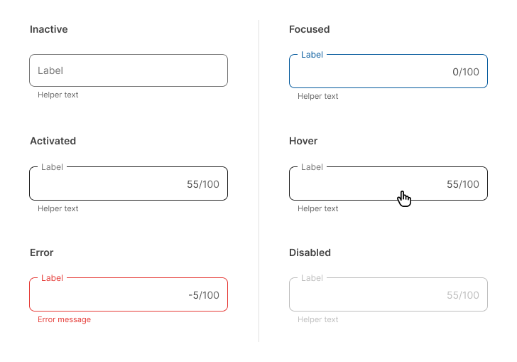 Text field outlined states